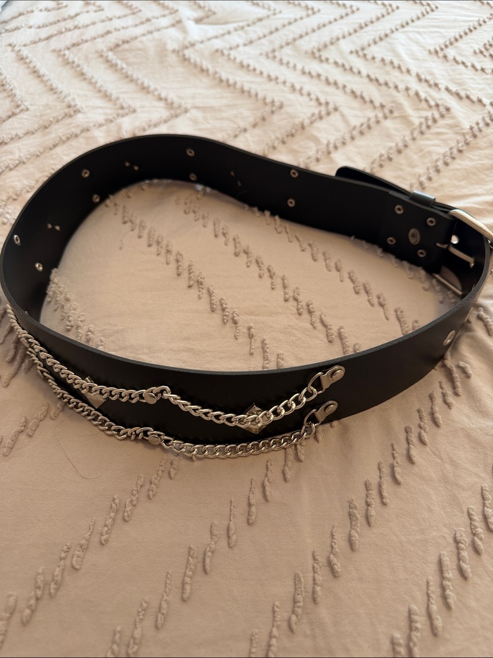 Black Women's Chain-Trim Belt